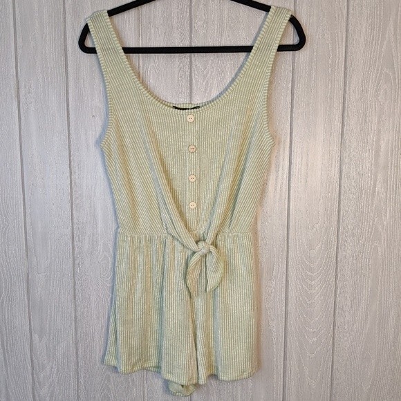 Caution To The Wind Faux Wrap Pinstripe Sleeveless Romper EUC SZ M - Picture 1 of 5